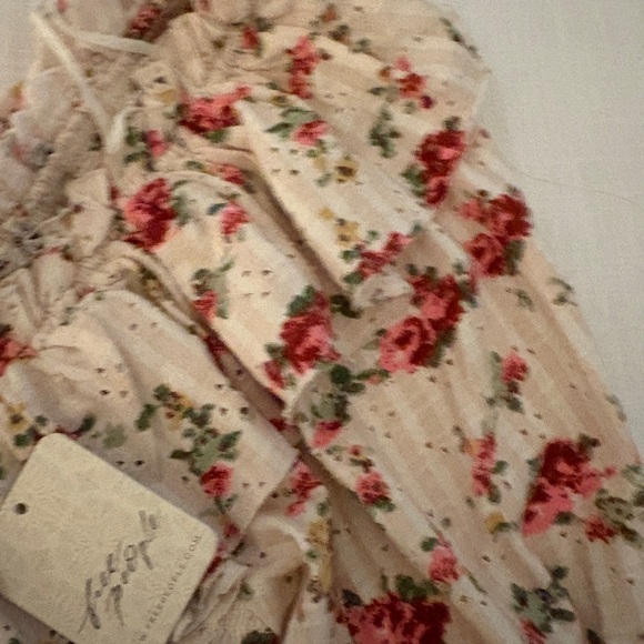 Free People Cream Floral Ruffle Blouse - Picture 4 of 6